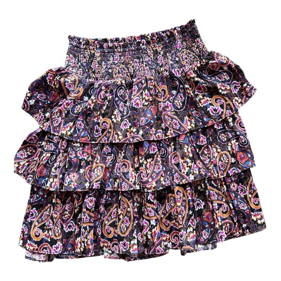 Anthropologie Ruffle Mini Skirt in Purple and Pink Size Small - Picture 1 of 4